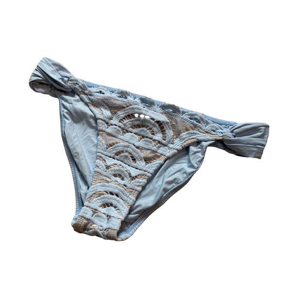 Pilyq Pebble Blue Lace Fanned Full Bikini Bottom - Picture 6 of 11